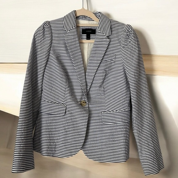 J. Crew Jackets & Blazers - J Crew crisp blue and white stripe blazer